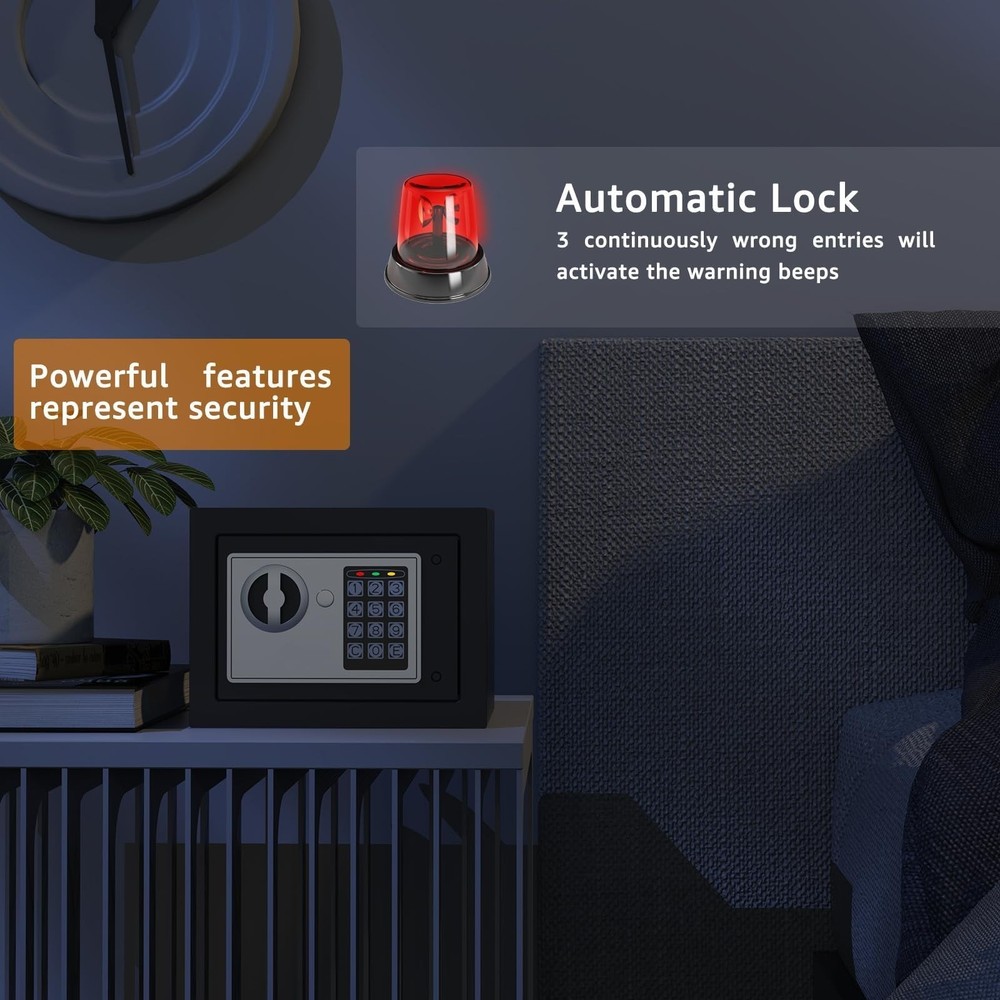 Small Safe Box for Money with Code and Keys，Solid Mini Safe for Kids with Dig...