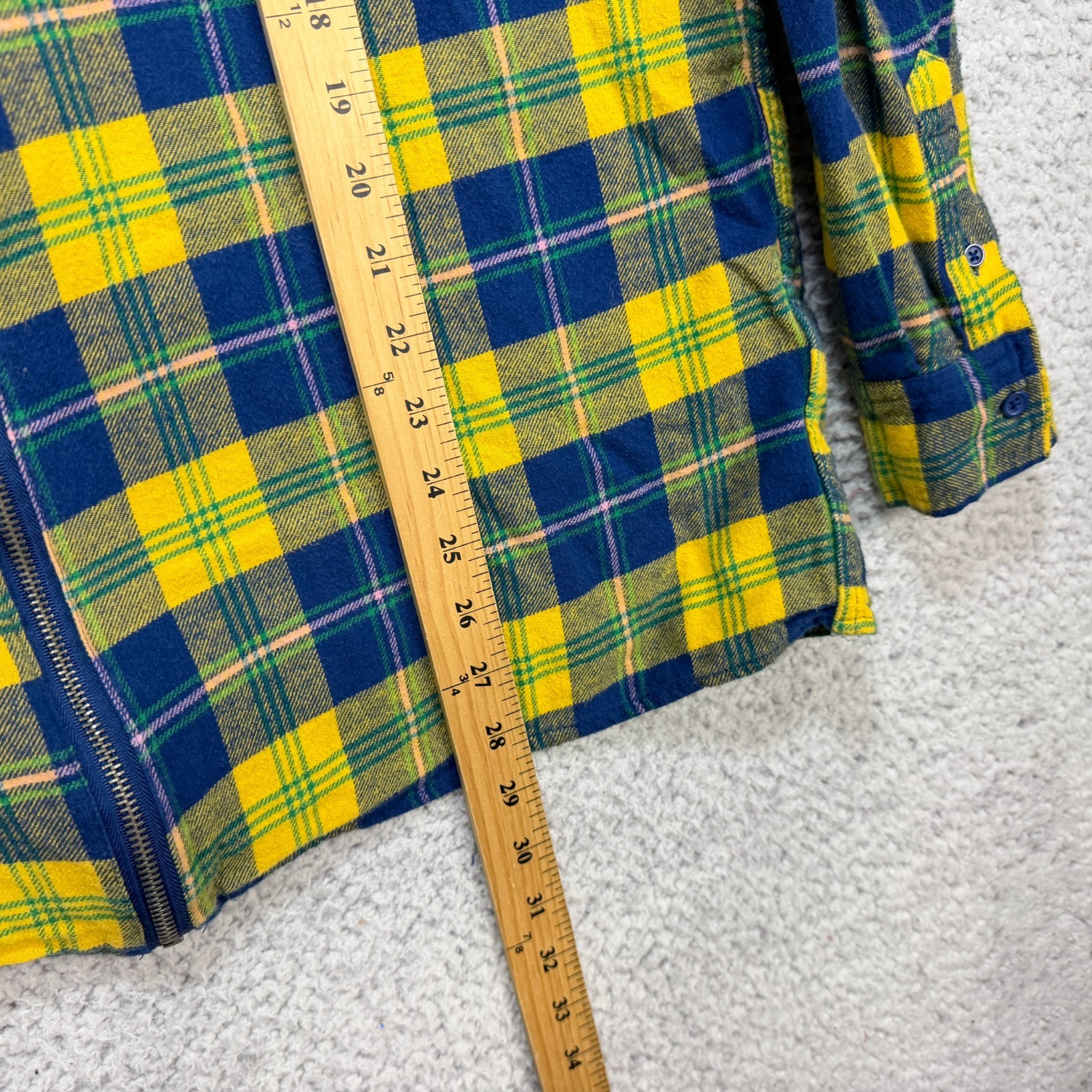 Disney Parks The Three Caballeros Full Zip Hoodie Yellow Blue Plaid Size Large