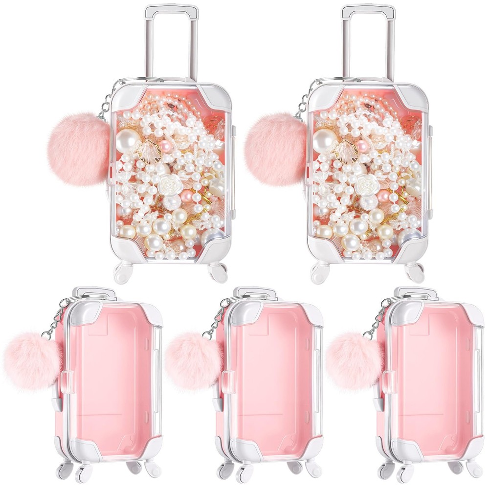 10 Pcs Mini Suitcase Empty Storage and Plush Keychain Candy Luggage Container...