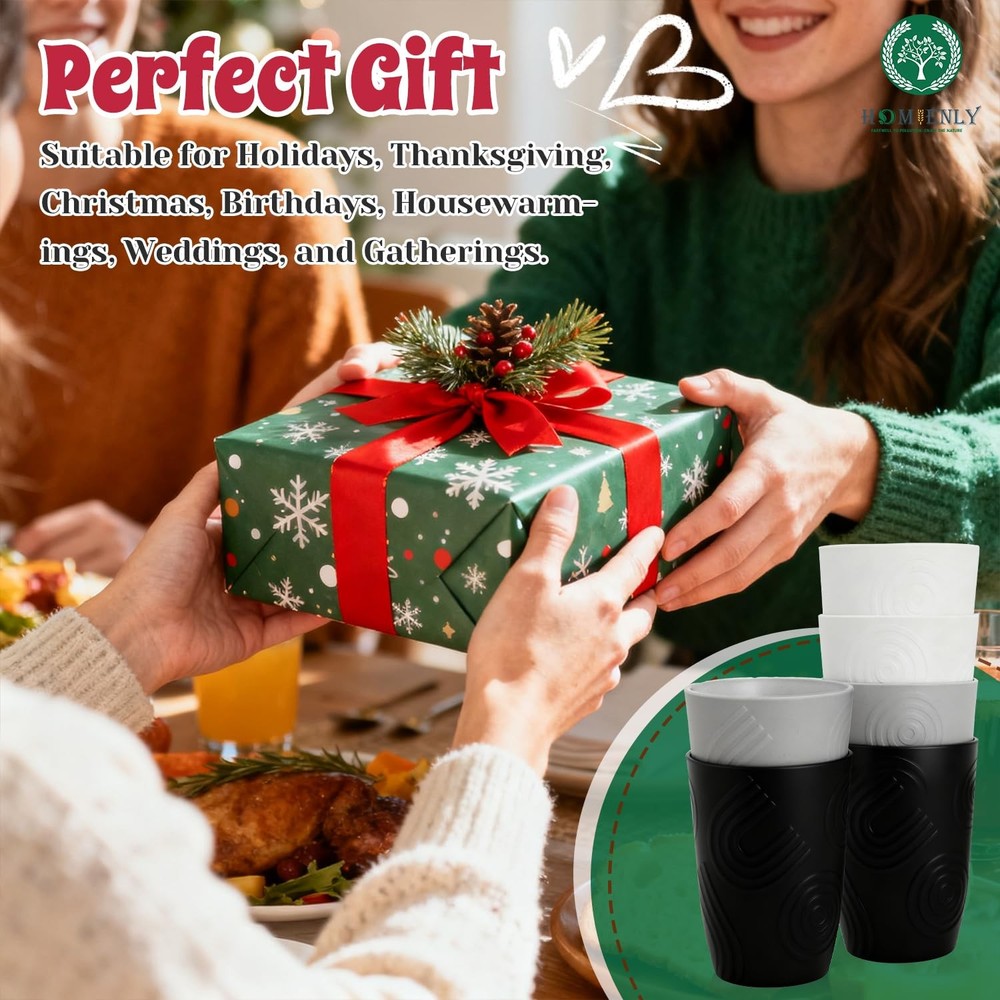 Drinking Glasses 16oz Wheat Straw Cups-Stackable and Reusable Cups, Alternati...