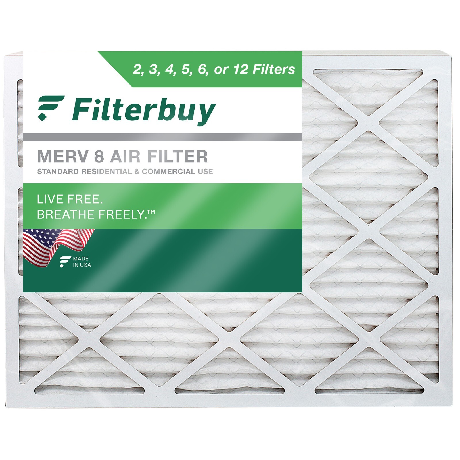 Filterbuy 16x20x1 Pleated Air Filters, Replacement for HVAC AC Furnace (MERV 8)