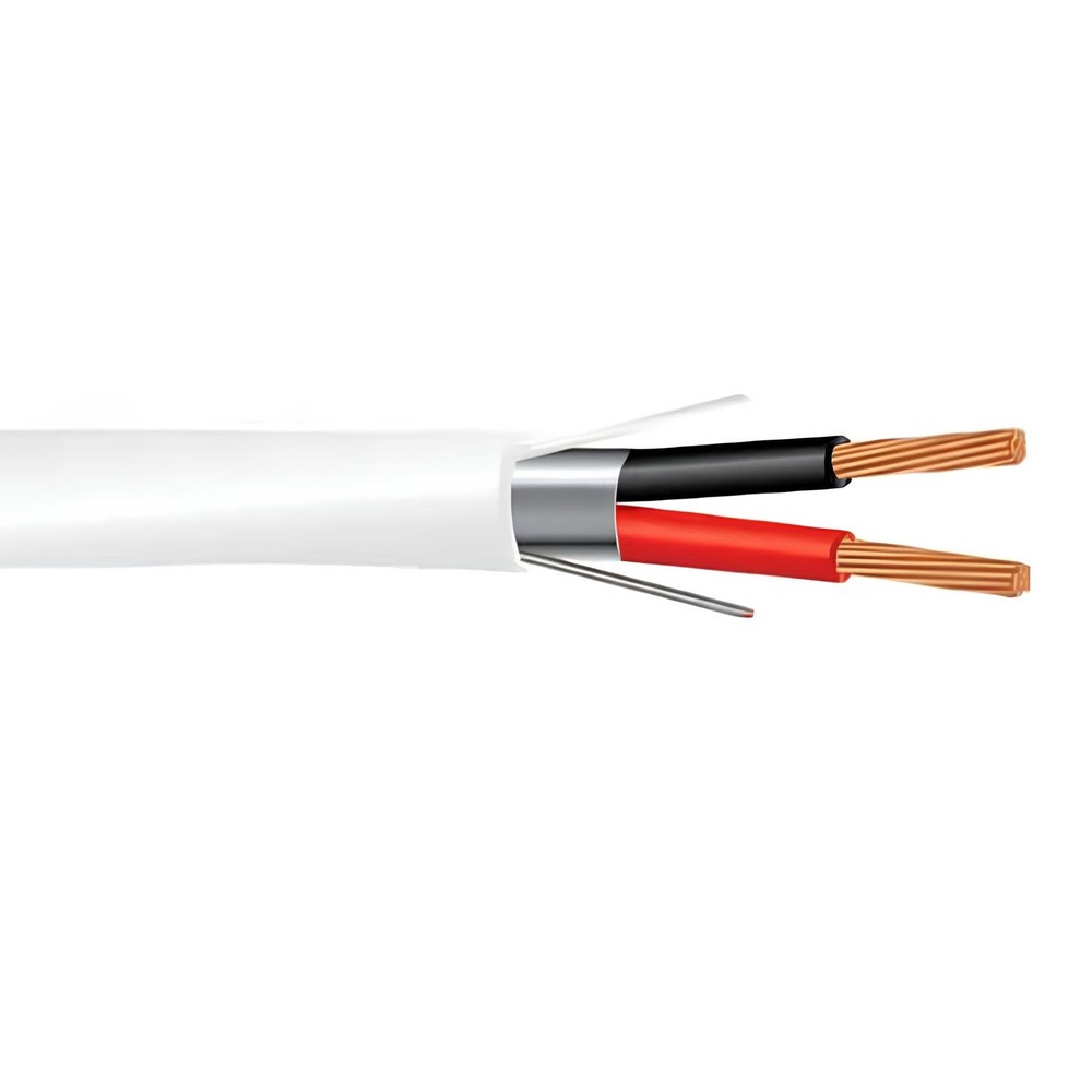 500' 16 AWG 2 Conductor Shielded Plenum Security Alarm Cable White CMP 300V