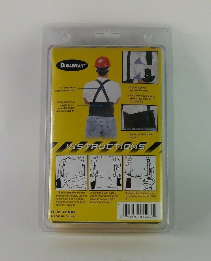 Durawear Back Support Belt Black (M) MEDIUM 36"-40" Model 1908 NEW NOS Strain