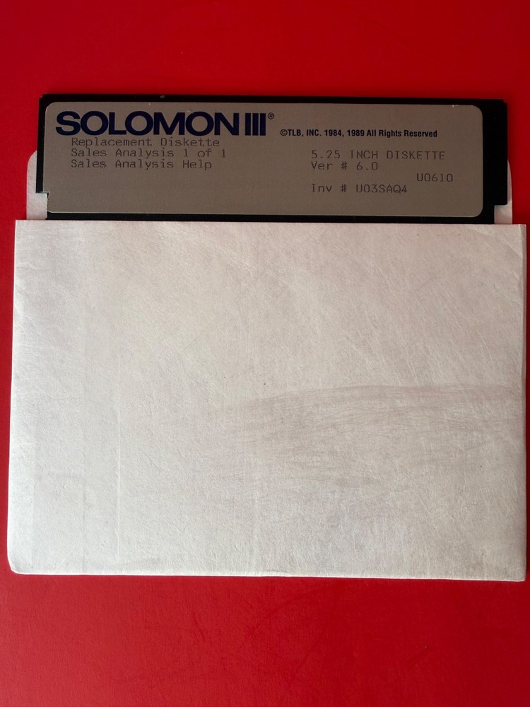Solomon III Sales Analysis version 6.0 for IBM PC Computers