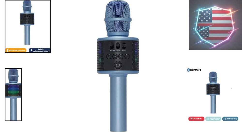 Wireless Bluetooth Karaoke Microphone with Built-in Speakers + HD Recording, ...