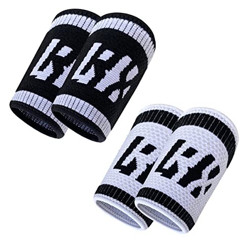 Wrist Sweatbands, Slim Fit Design for Large Pair Black/Pair White