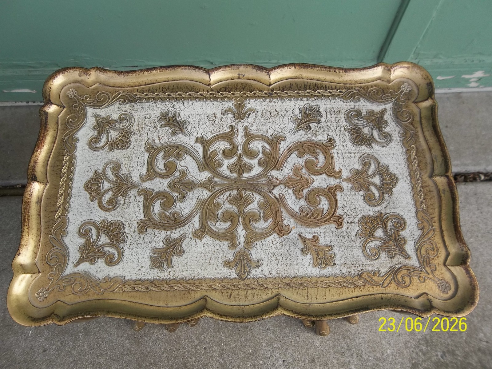 Vintage 1950s - 60"s Italian Florentine Gilded Plastic Nesting Tables - Set of 3