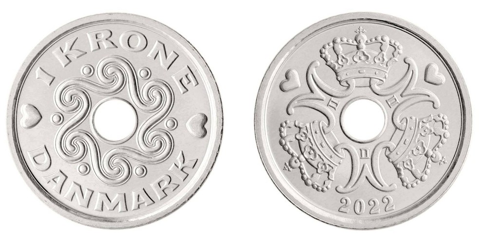 Denmark 1 Krone, 2022, KM #873, Mint