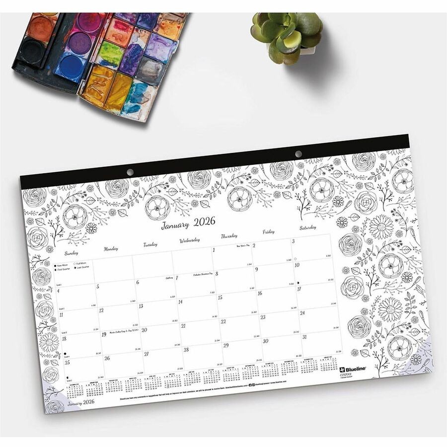 Blueline DoodlePlan Compact Desk Pad - Botanica (c2917001)
