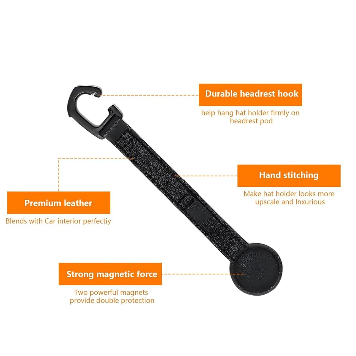 NAGRAN 2 Pack Leather Cowboy Hat Holder with Magnetic Attraction, Car Black