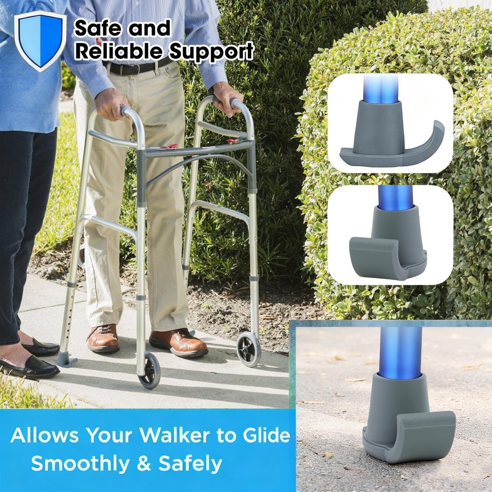 4 Pack Walker Skis Glides – Universal Sliders for Folding Walkers, Ideal Mobi...