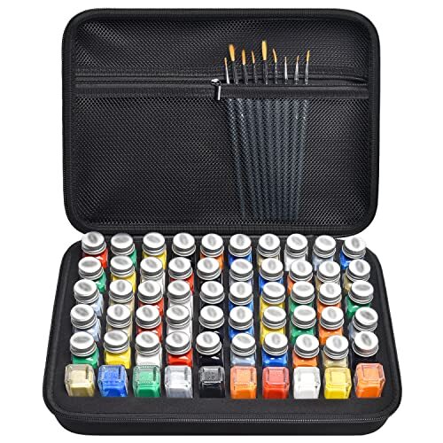 Model Paint Storage Case Compatible with Testors 69 Piece Set Black