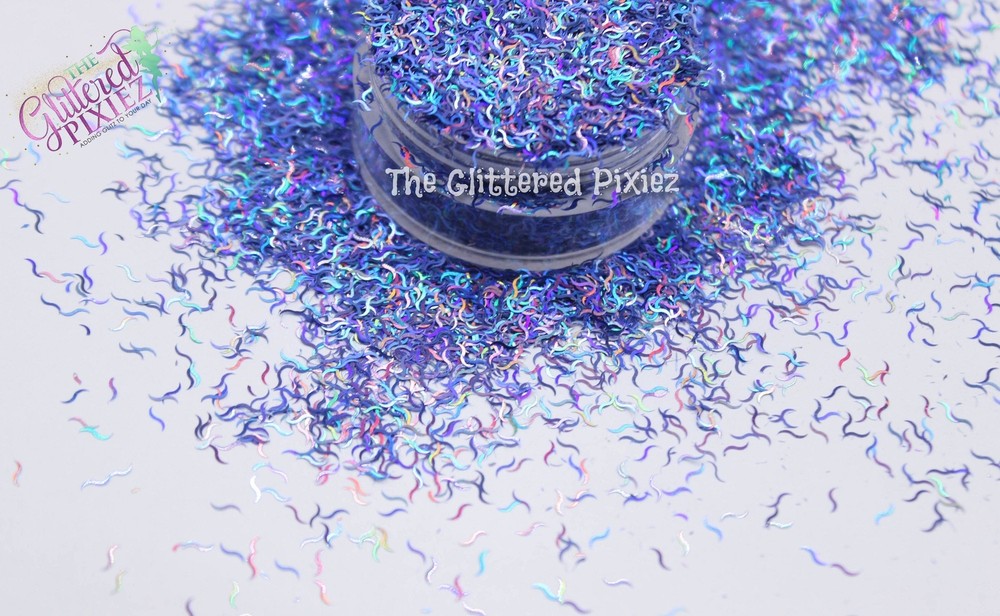 BILLIE JEAN BLu WAVe shape holographic Glitter- Pixie Shapes-