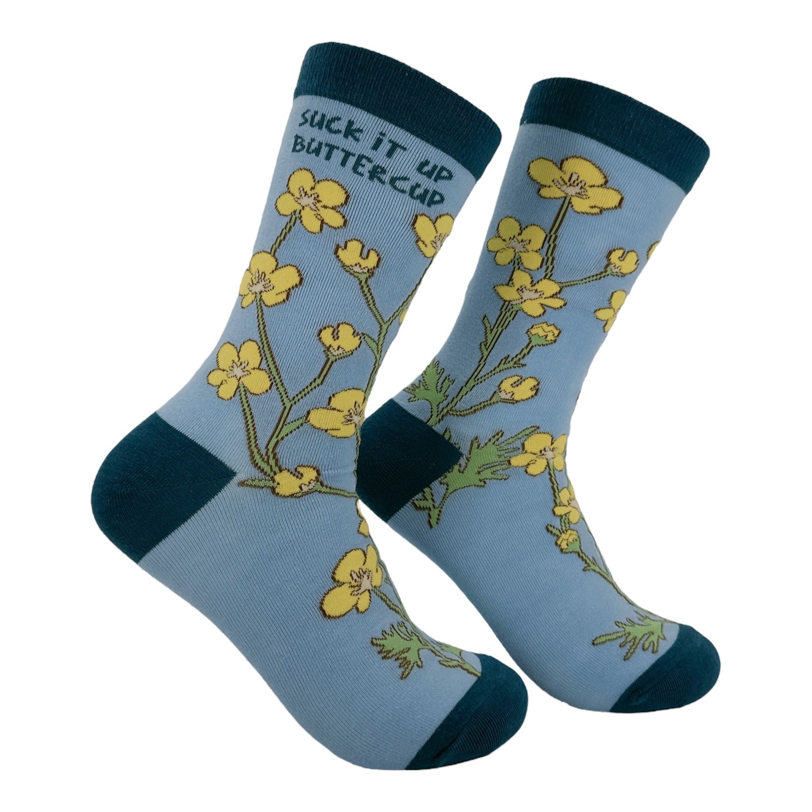 Suck It Up Buttercup Socks Funny Sarcastic Flower Graphic Novelty Footwear for