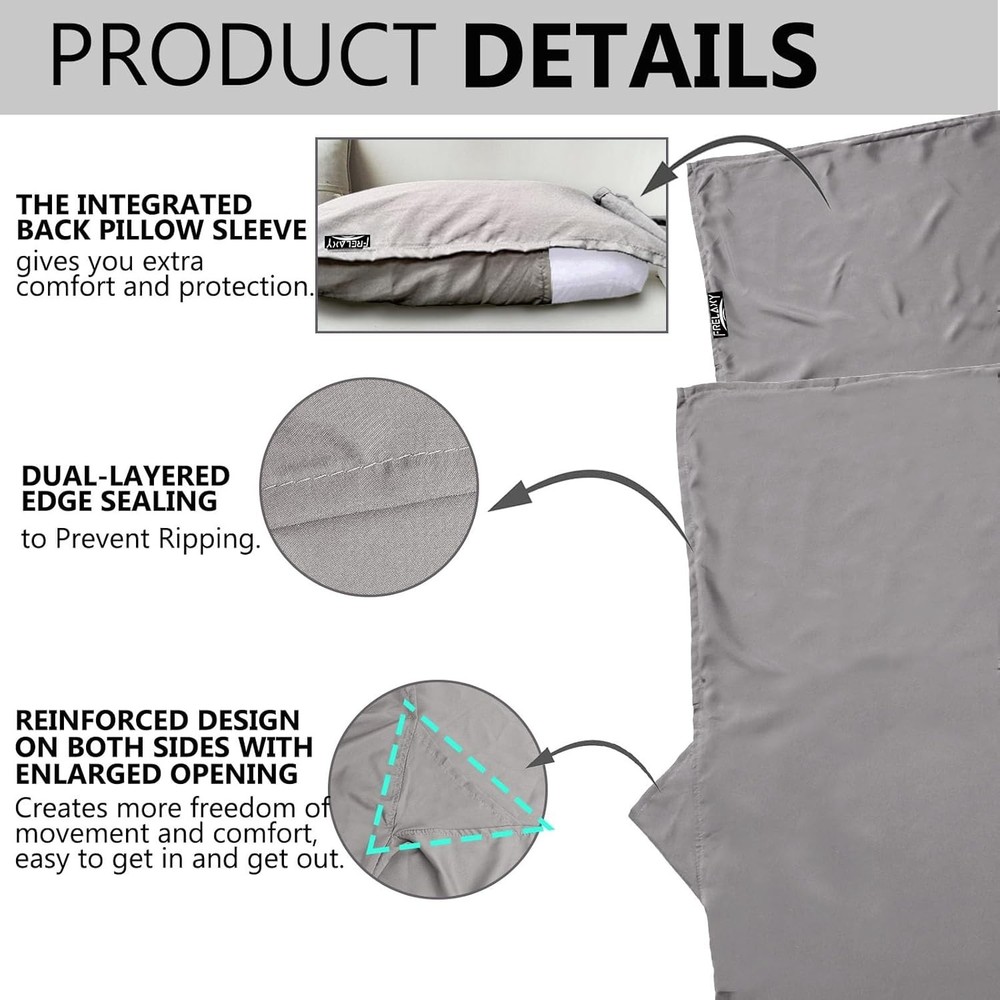 Ultralight Sleeping Bag Liner - Lighter & Compact, 3 Sizes Travel Sheets & Ad...