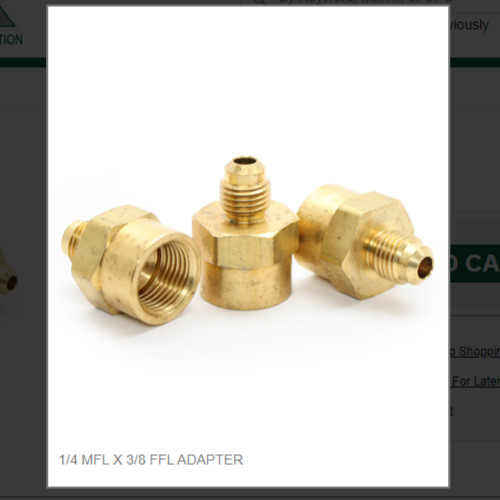 1/4 MFL X 3/8 FFL ADAPTER # 10462, (1) One Fitting