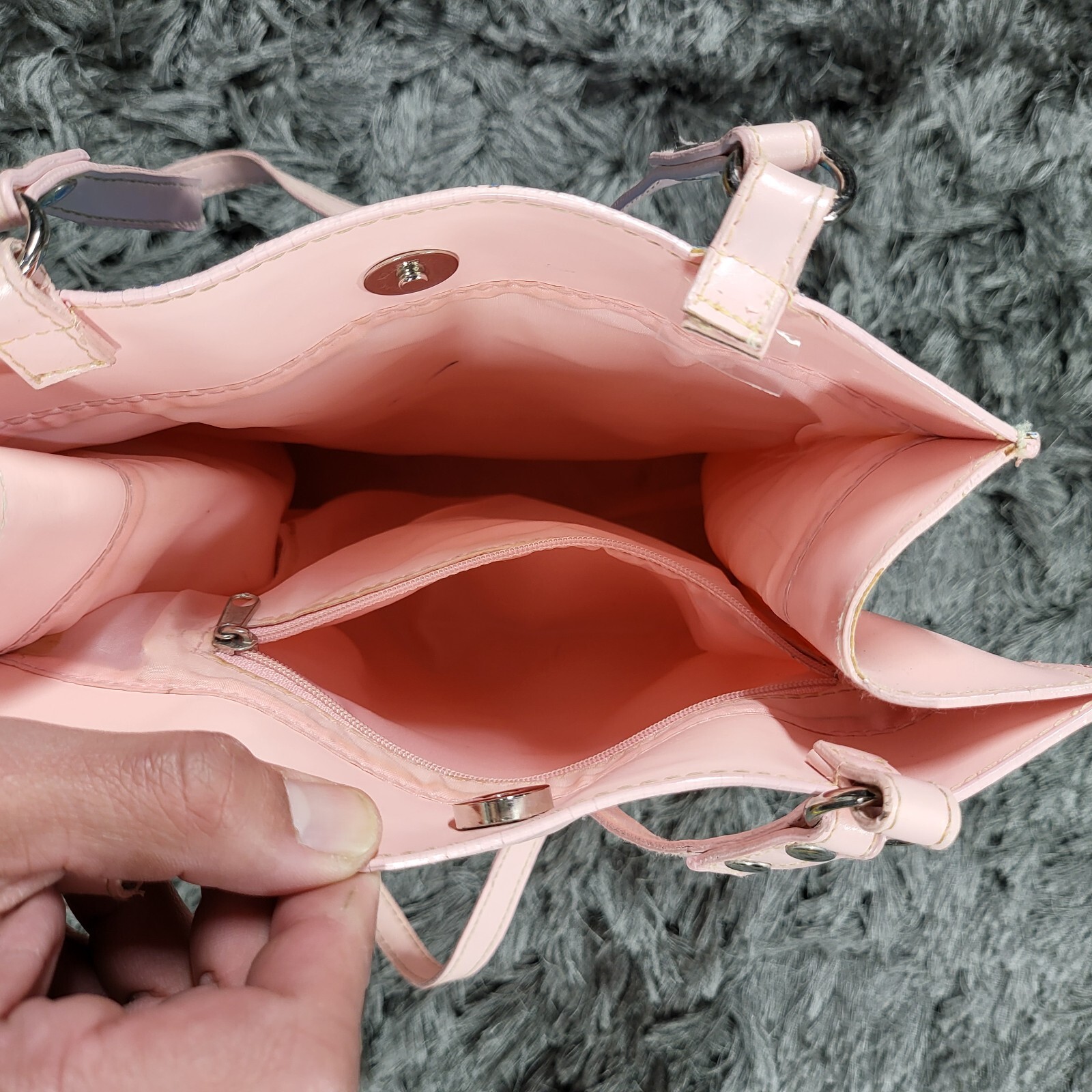 Vintage Walt Disney Sleeping Beauty Vinyl Tote Bag Blue Double Handle 9x12 Flaw