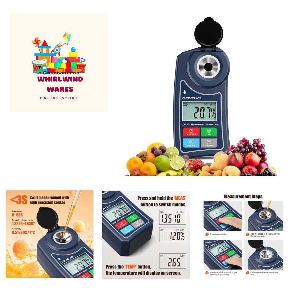 Refractometer - Digital Refractometer, 0-55% Range Brix Meter, ±0.5 Brix/1℃ A...