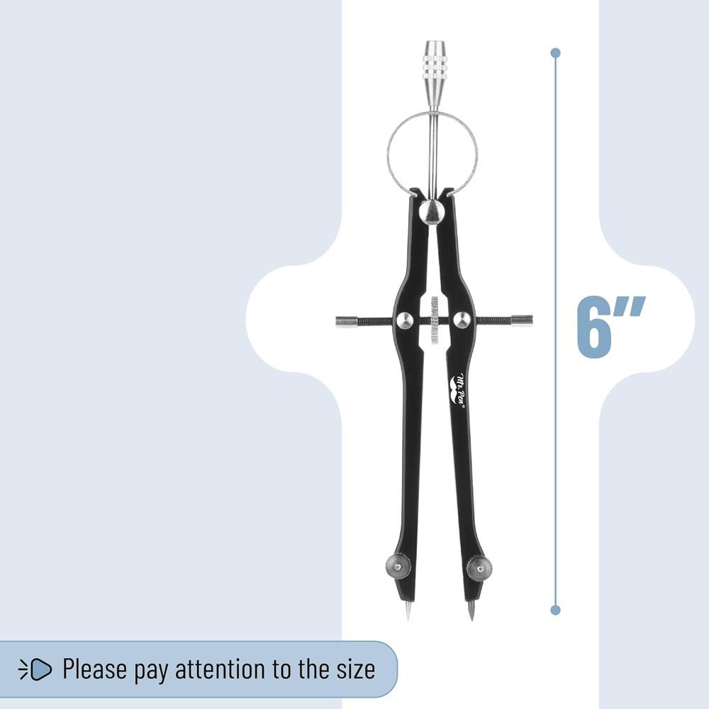 Mr. Pen- Professional Compass with Lock, Black, Compass for Geometry, Drafting C