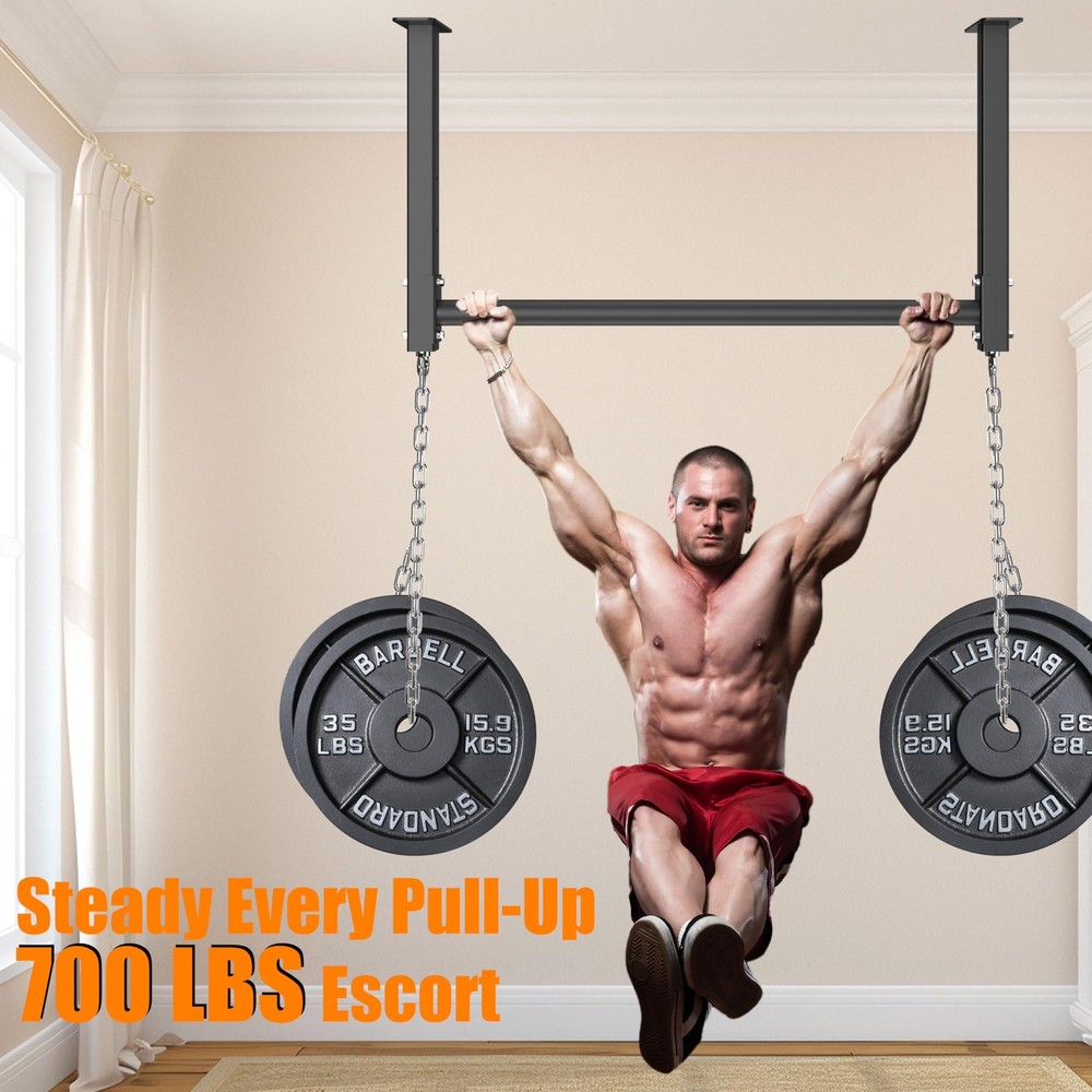 Ceiling Mounted Pull Up Bar, Heavy Duty 700 LBS Multi Grip PullUp Bars, 48" R...