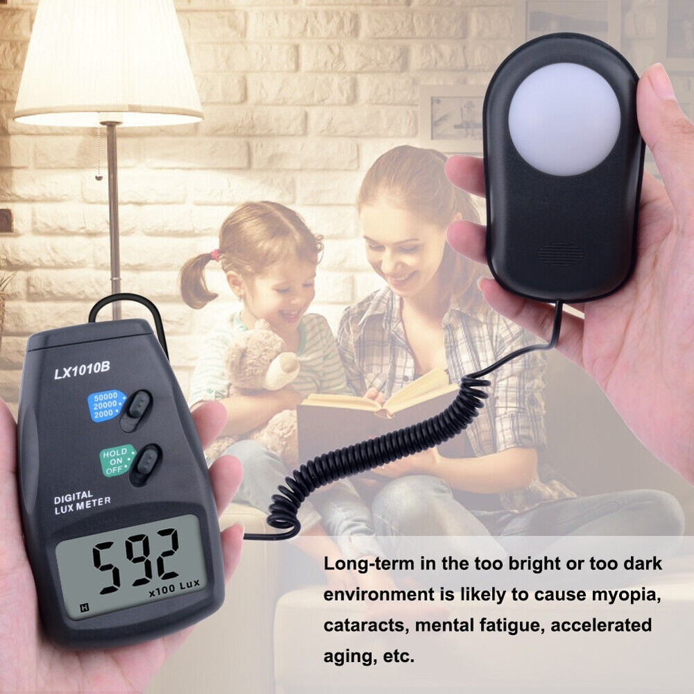 3 Range 12-Digit LCD Display Digital Light Meter LX-1010B illuminance Meter