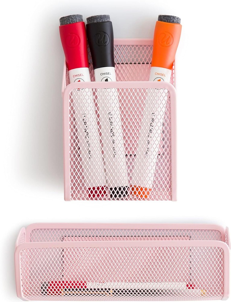 U Brands Blush Mesh Locker Organization Kit, Includes Magnetic Cup, Folding