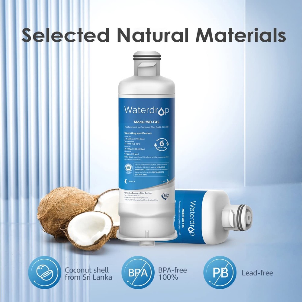 Waterdrop Refrigerator Water Filter, Replacement for Samsung DA97-17376B, 8 pack