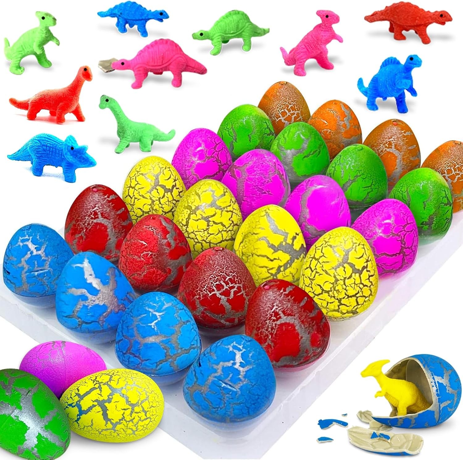 24 Pcs Large Hatching Dinosaur Eggs Easter Party Favors, Easter Egg Filled Toys