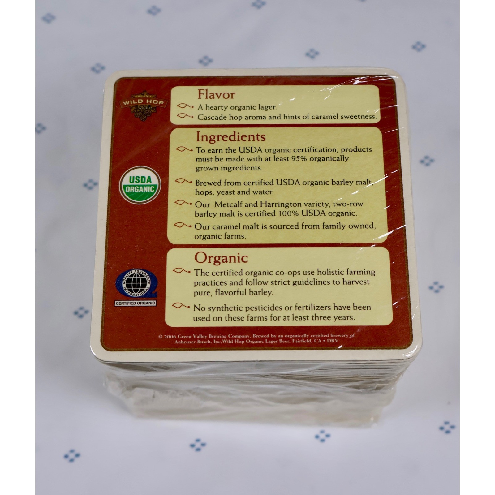 WILD HOP LAGER Beer Coasters VINTAGE Organic Flavor Pack of 50 Beer Lover