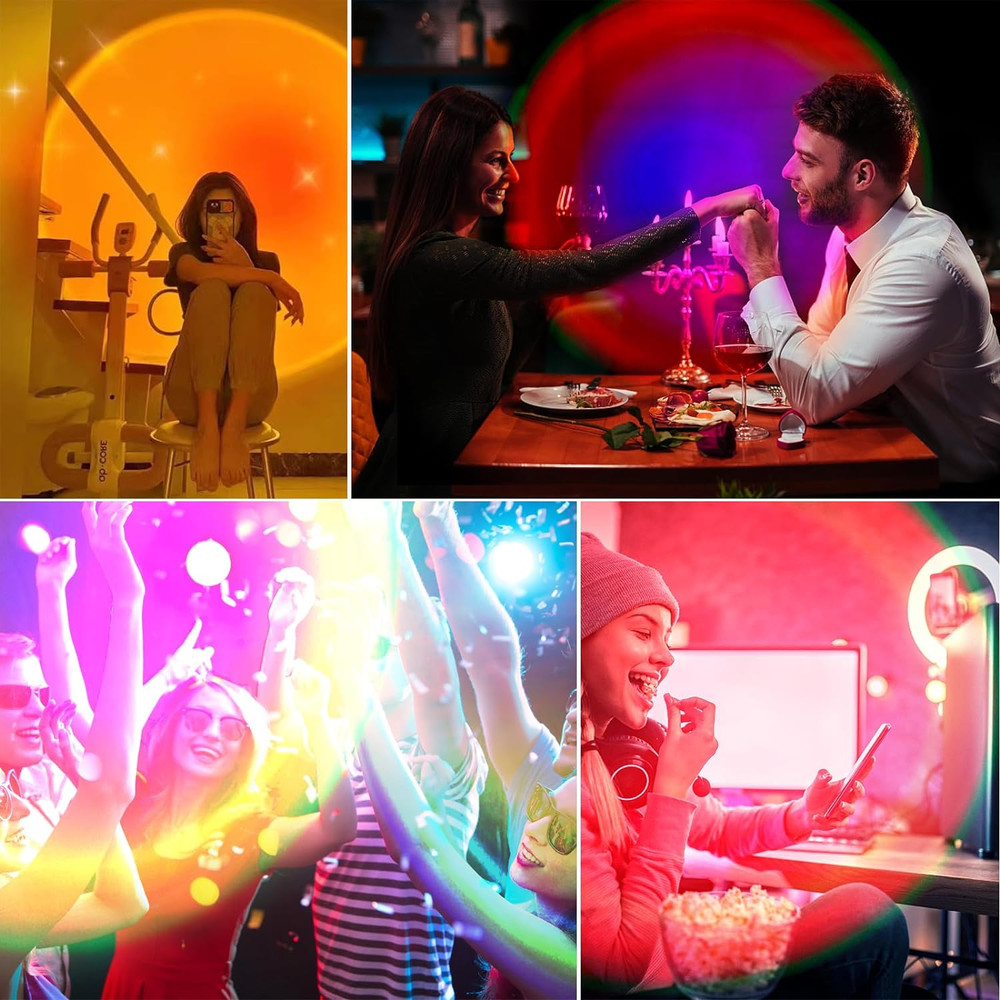 Sunset Lamp Projector, Rainbow Projection Led Lights with Remote, 16 Colors Mult
