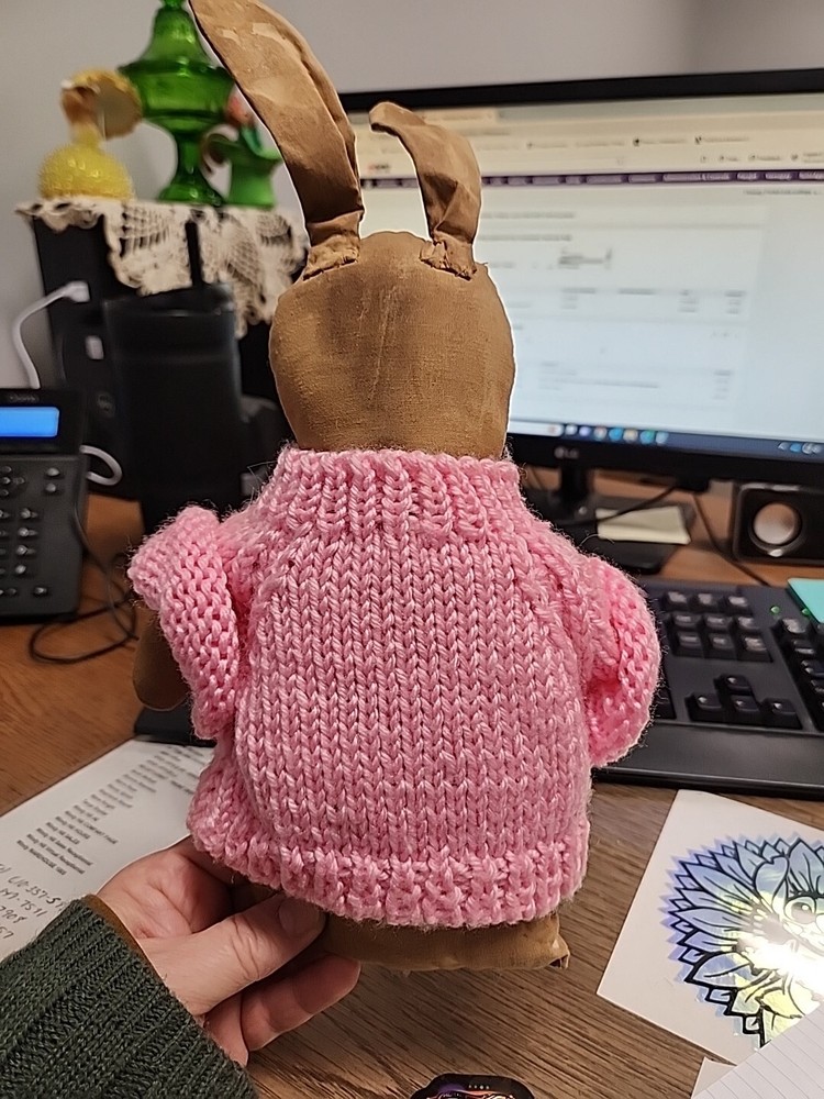 Primitive Grung Bunny Easter Spring Sweater Removable Body Only 12"