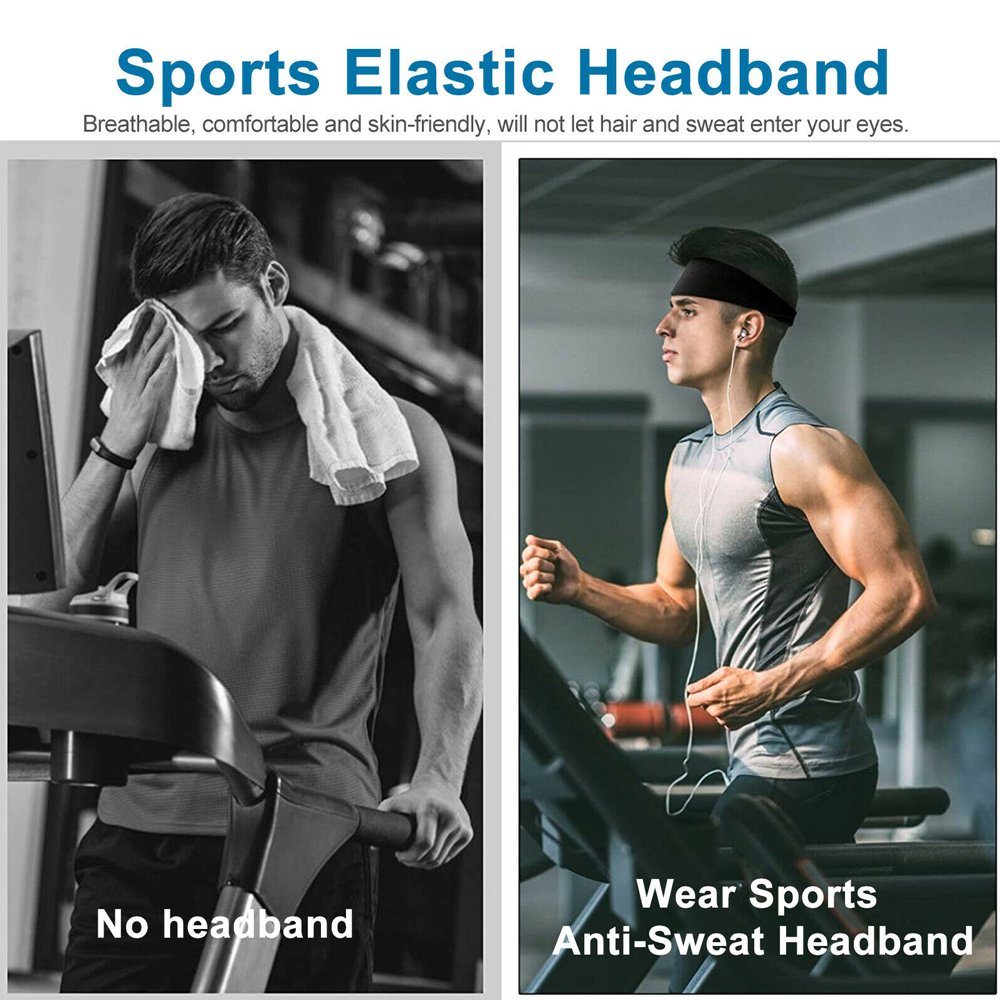 3x Mens Women Sweat Sweatband Headband Stretch Sports Head Band Yoga Gym Running