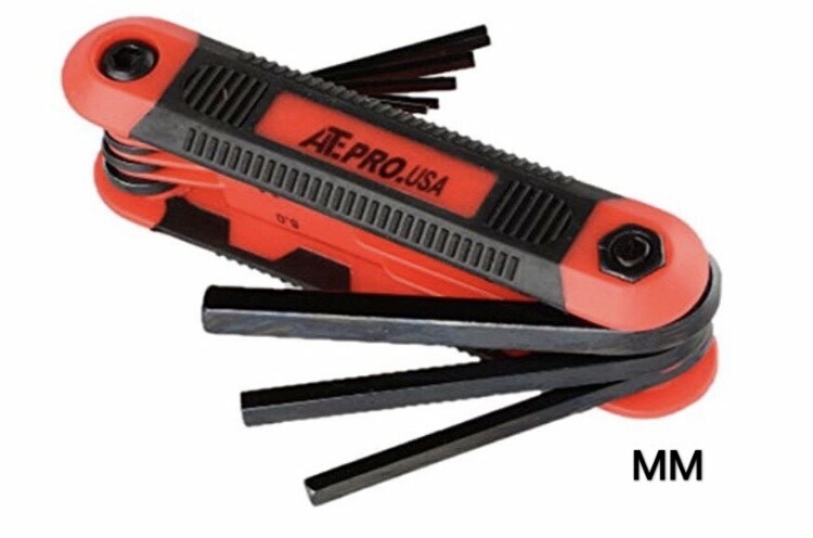 ATE Pro. USA 8 PC Folding Hex Key Set(Types: SAE, MM, Folding Star Pocket)