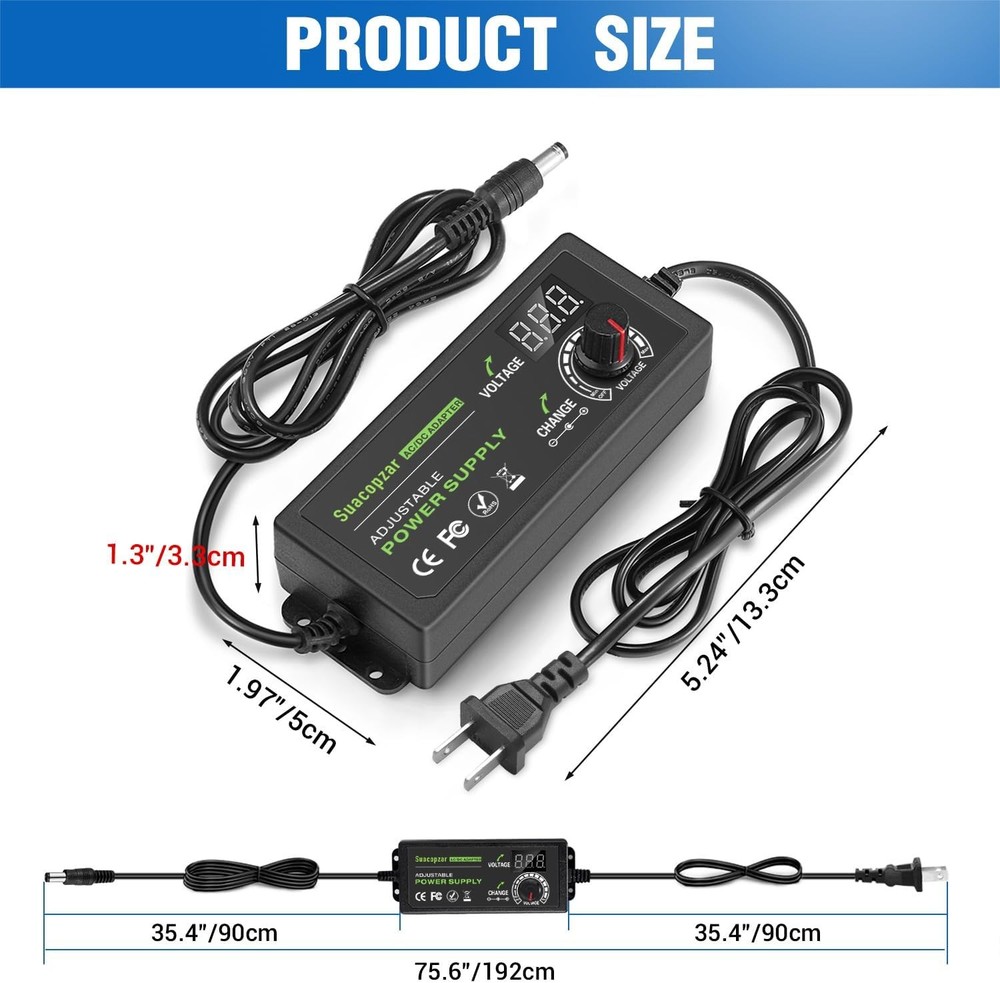 60W Power Supply Adjustable DC 3V ~ 12V 5A, Variable Universal 3-12V 5A