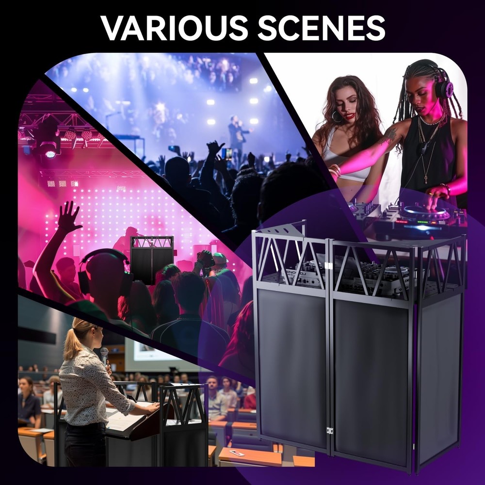 DJ Table Stand Portable Booth, Foldable DJ Stand, Heavy-Duty Adjustable Heigh...