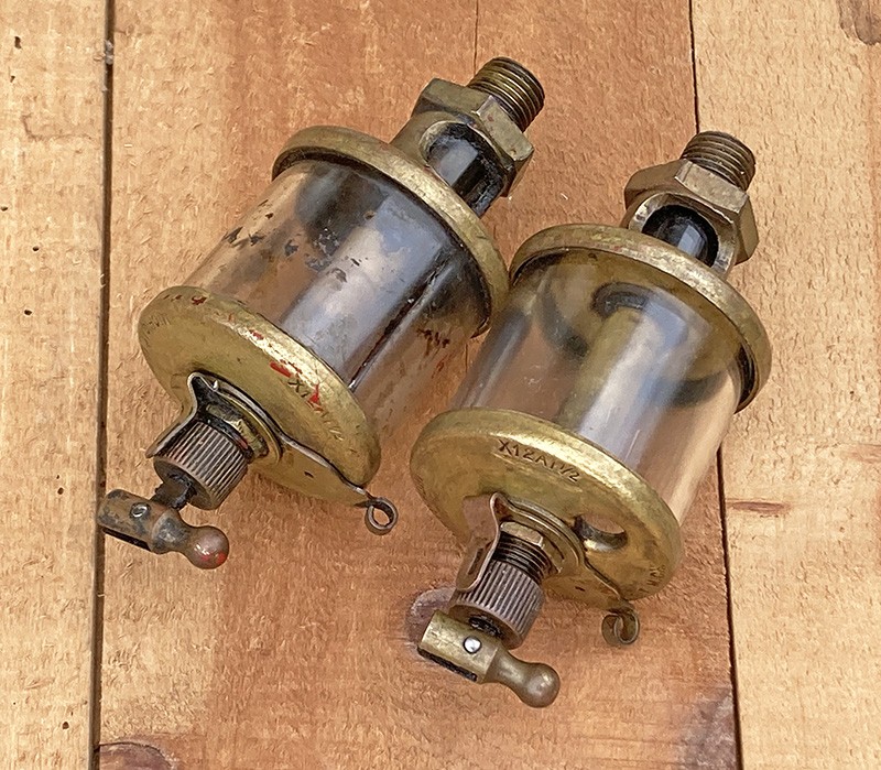 Vtg Pair (2) Michican Lubricator X12A11/2 Oilers Brass Glass Hit/Miss Steampunk