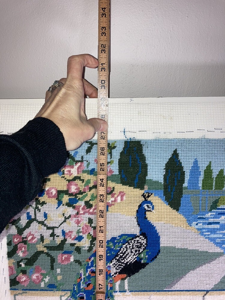 Needlework Peacock Scene Stunning And Large Complete Yarn