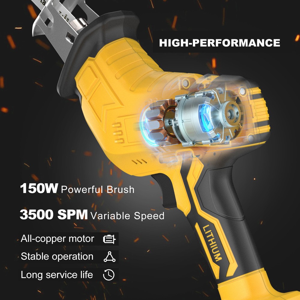 Brushed Cordless Reciprocating Saw for Dewalt 20V Max Variable Speed Tool Only