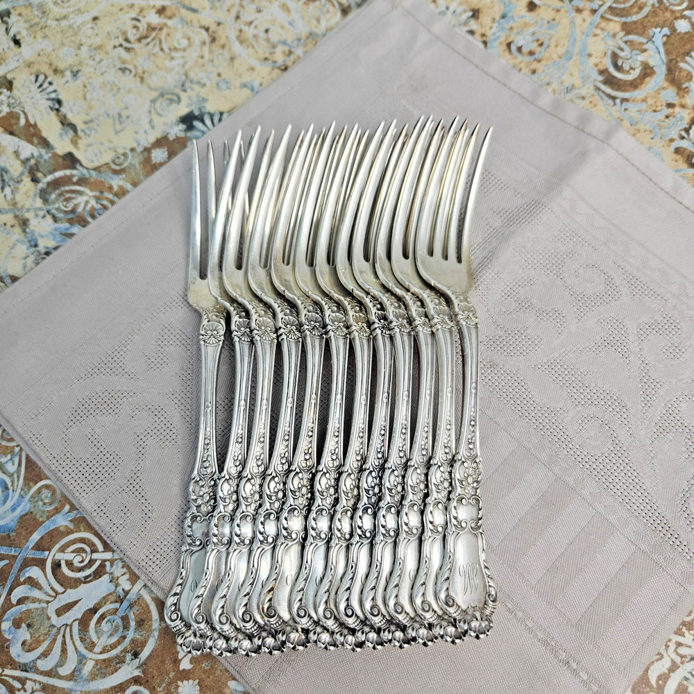 Vintage Gorham Baronial Out Monogram 1898 Fork Sterling Silver 925 Flatware 7"