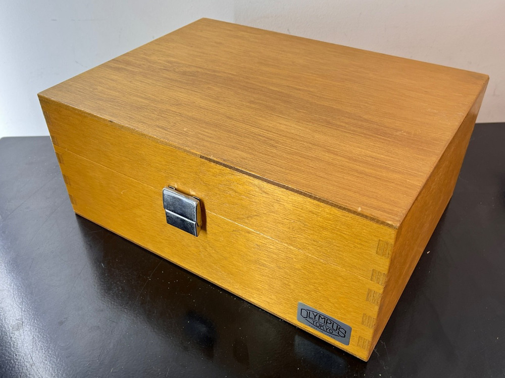 Olympus Wooden Microscope Accessories Box — Vintage
