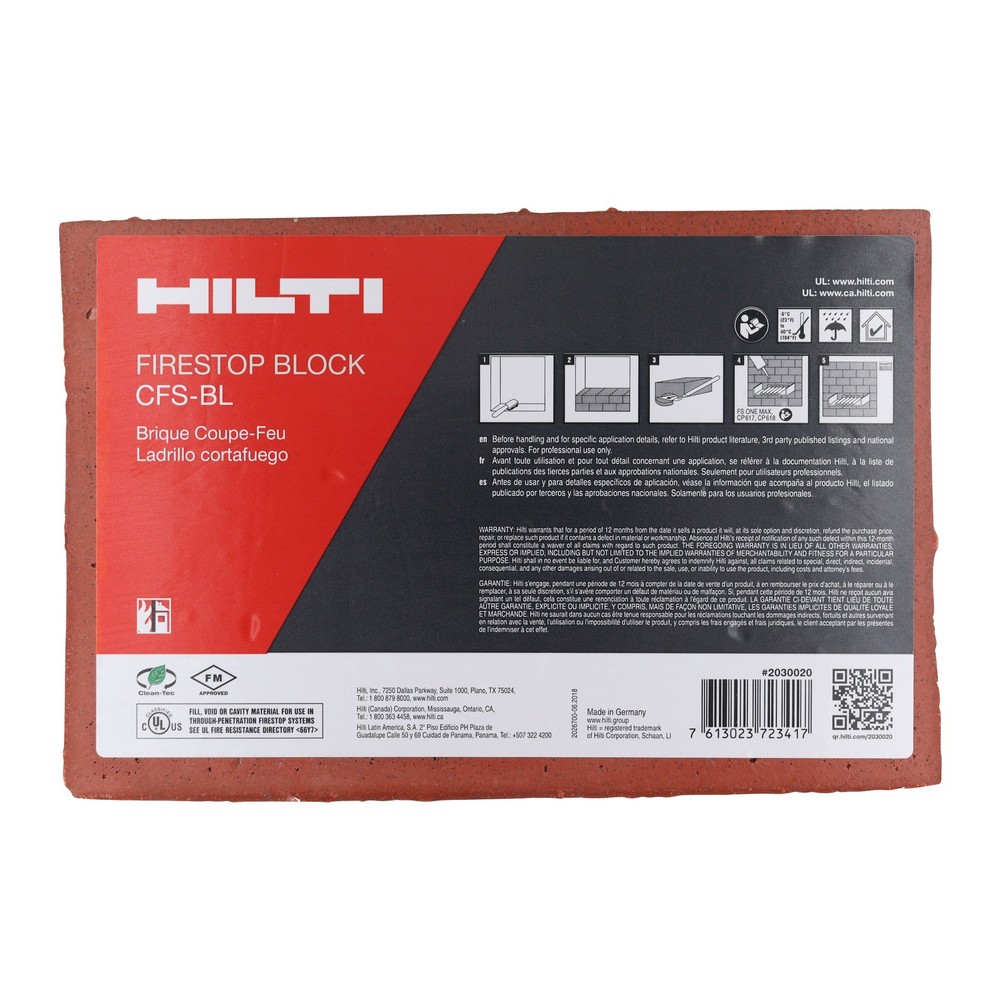HILTI 2030020 FIRESTOP-BLOCK-CFS-BL FIRESTOP BLOCK