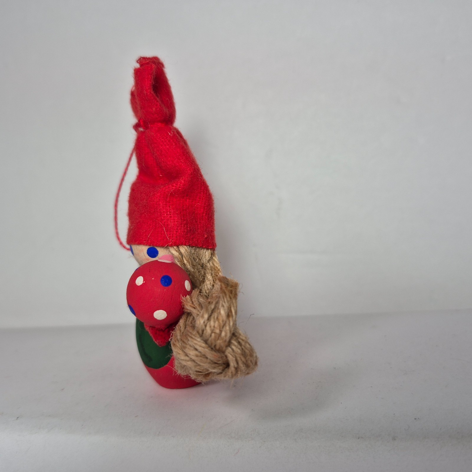 Holboll Denmark Folk Art Wood Female Gnome Christmas 3.5" Figurine