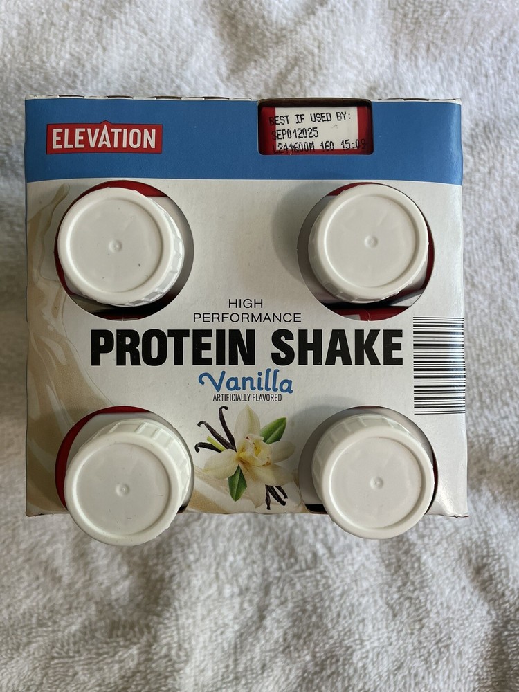 Elevation protien shake vanilla 4bottles, 30 grams protien each bottle, 4 11 oz.