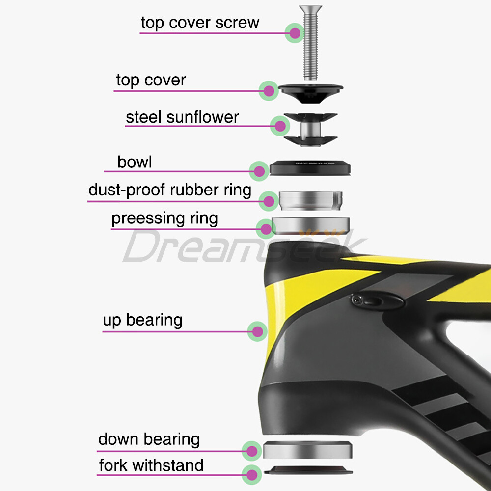 Bicycle Headset Bike Threadless Sealed External Bearing Fork Stem Cap Road MTB