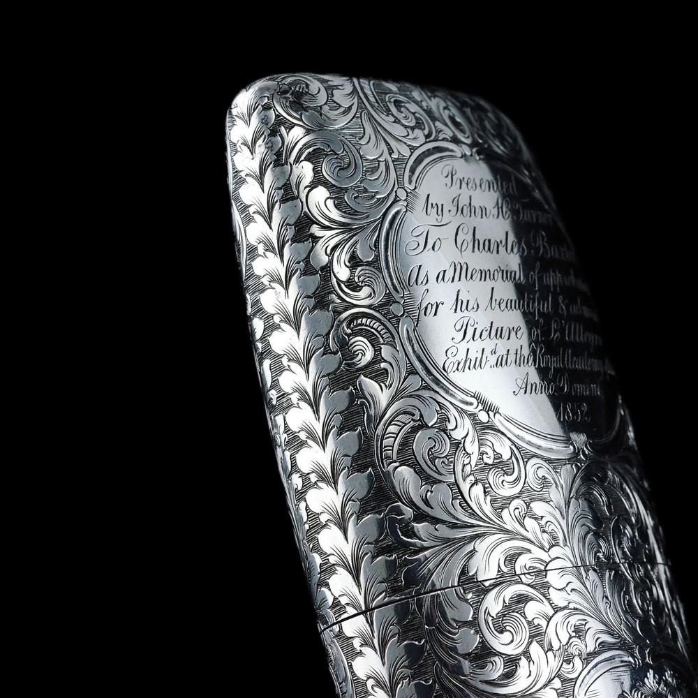 Antique Victorian Silver Cigar/Cheroot Case Profusely Engraved - Nathaniel Mills