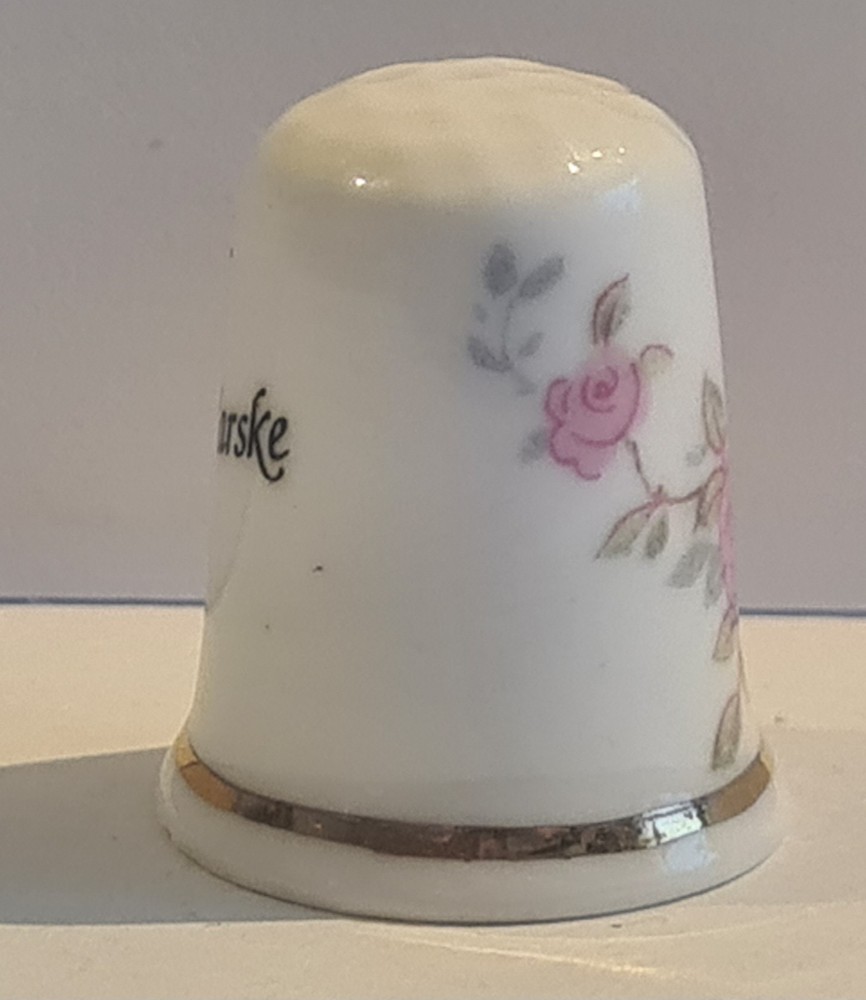 Pink Rose Thimble Fine Bone China Thimble Marske