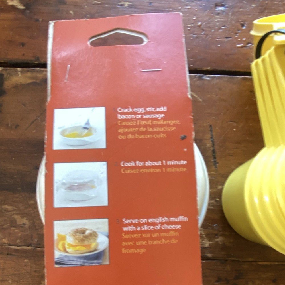 Microwave Egg Muffin Pan Clear Plastic with Yellow Measuring Cups Set
