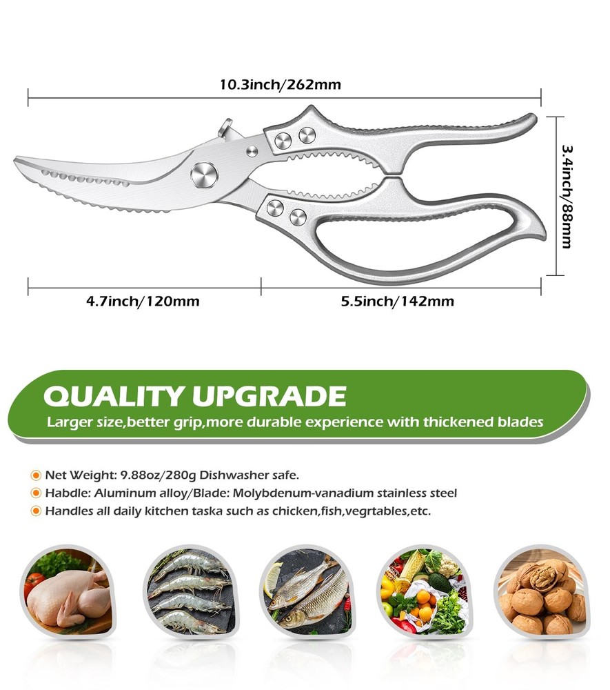 Poultry Shears – Heavy Duty Kitchen Shears Multipurpose Kitchen Scissors for...