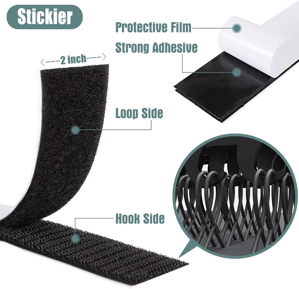 Self-Adhesive Hook and Loop Strips 27ft - Strong Fastening for All Surfaces