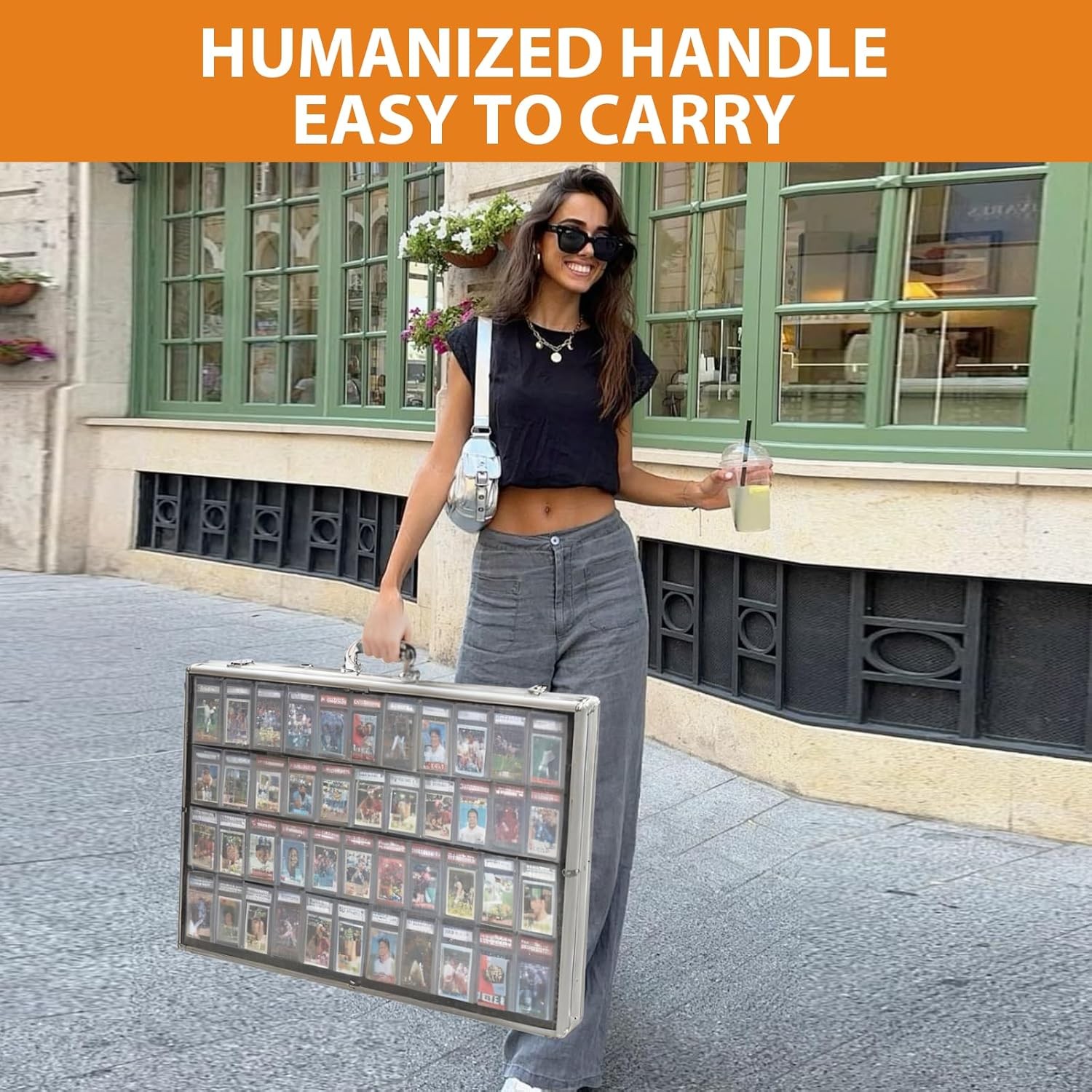 Locking Aluminum Display Case Showcase 34" x 22" Trade Show f Card Coin Jewelry